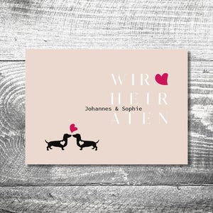 2seitig Hochzeit Einladung Dackelliebe | individuell anpassbar | Hochzeitseinladung für Hundefans | Dackel | Dackelliebhaber
