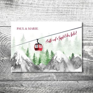 2seitig Hochzeit Einladung Gondelliebe | individuell anpassbar | Hochzeitseinladung Bergliebe | Bergbahn | Gondel | Mountains