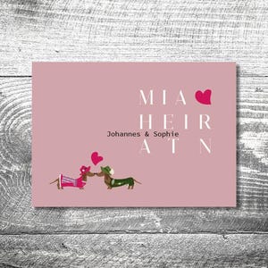 2seitig Hochzeit Einladung Trachtendackel | individuell anpassbar | Hochzeitseinladung für Hundefans | Dackel | Trachtenhochzeit | Tracht