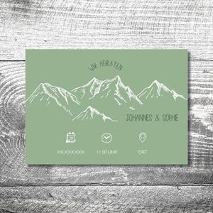 Klappkarte Hochzeit Einladung Alpenliebe | individuell anpassbar | Hochzeitseinladung Bergliebe | Alpen | Mountains