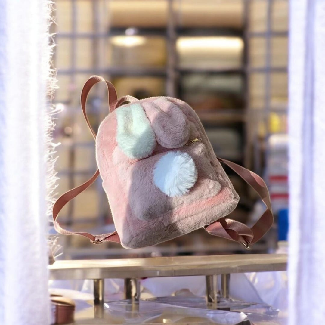 Babyhug Fashion Backpack with Bunny & Glitter Detailing - Pink