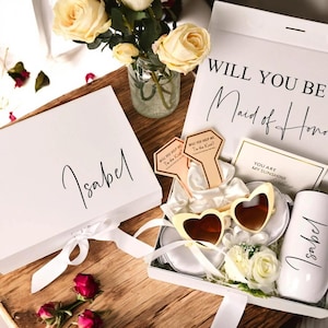 Personalized Bridesmaid Proposal Box - Custom Wedding Gift & Keepsake Box with Ribbon