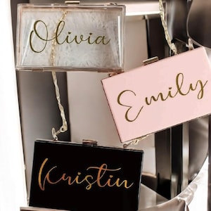 Personalized Acrylic Bridal Clutch - Custom Mrs. Box Clutch for Weddings & Parties