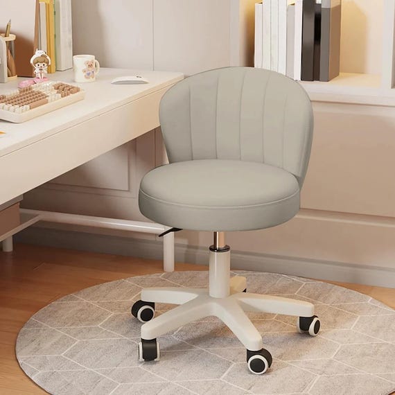 Rolling Swivel Vanity Stool: PU Leather Adjustable Spa Work Chair