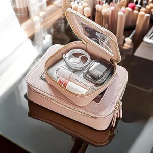 透明トラベルトイレタリーバッグ - 女性用ジッパー付き防水メイクアップバッグ