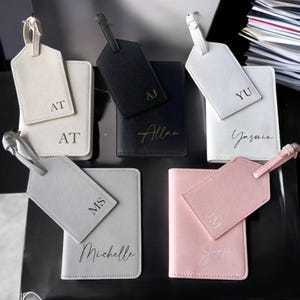 Funda para pasaporte y etiqueta para equipaje personalizadas: regalo de viaje personalizado para ella, su pareja o su mejor amiga: billetera de viaje, regalo de cumpleaños