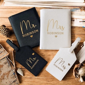 Funda para pasaporte y etiqueta para equipaje personalizadas: regalo de billetera de viaje personalizada para ella