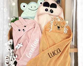 Personalized Baby Hooded Bath Towel - Embroidered Name Cape, Quick-Drying Coral Velvet, 90x90cm Cloak