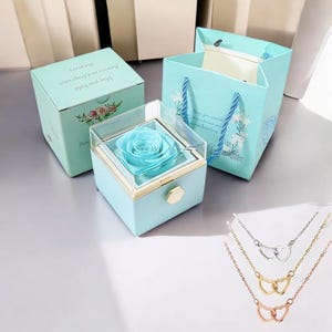 Ewige Rose Geschenkbox mit individueller Herz-Namenskette – Valentinstags- und Muttertagsgeschenk für Sie