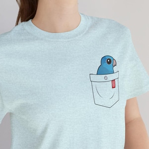 Pocket Parrot Unisex Jersey Short Sleeve Tee | Multiple Color Cartoon Pacific Parrotlets Adult Shirt | Cute Pet Owner Gift Idea