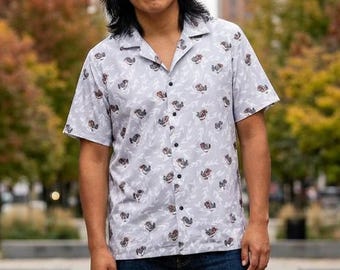 Zebra Finch Hawaiian Shirt | Cartoon Finches Unisex Button-Down Camp Shirt