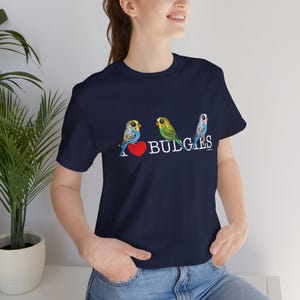 Birdorable I Love Budgies Cute Cartoon Unisex Jersey Short Sleeve Tee | Cute Cartoon Parakeet Pet Bird Owner Gift Idea
