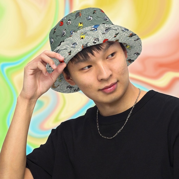 Backyard Birds Reversible Hat | Cartoon Songbirds Unisex Bucket Hat | Bird Lover Gift Idea