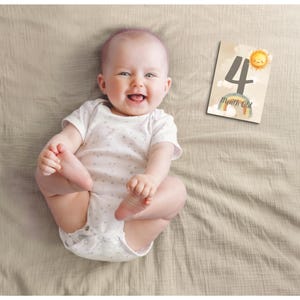 Cartes imprimables d'étape importante pour bébé – Cartes flash d'étape mensuelle pour nouveau-né, accessoires photo, cadeau de baby shower, souvenir neutre de bébé