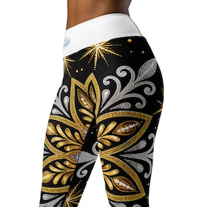 Metallic Gold Silver Leggings | Shiny Leggings | High Waisted Glossy Leggings | Glitter | Festive Yogapants | Workout Fitness Leggings