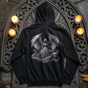 Wraith Queen, Unisex Black Pullover Hoodie, Occult Aesthetic, Sweatshirt, Alternative Clothing, Goth Streetwear, Bat lady