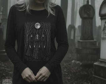 Camiseta de manga comprida unissex The Silent Covenant, estilo Dark Academia, vestuário gótico.