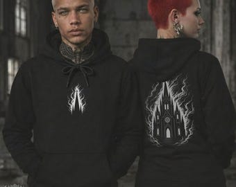 Brennende Kathedrale Hoodie | Gothic PulloverHoodie | Dunkel Academia Sweatshirt | Alternative Mode | Okkulter Hoodie