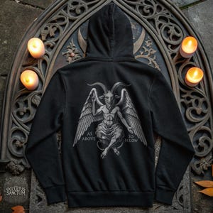 Sudadera con capucha Baphomet, Como es arriba, es abajo, sudadera negra unisex, estética oculta, ropa alternativa, ropa gótica.