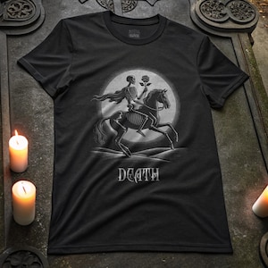 Tarot TShirt Design/Major Arcana/Death/Skeleton Tarot/Dark Aesthetic/Gothic TShirt/Black Tee/Alt Clothing/Unisex Shirt/Occult