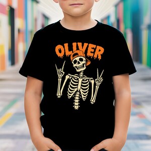 Personalized Skeleton Halloween Shirt, Spooky Kids Sweatshirt Baby Bodysuit Trick Gift, Cousin Crew