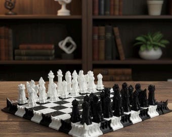 Gothic Fantasy Chess Set – Handmade Medieval Collector Chess Board – Display & Play