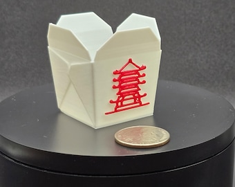 Miniaturowe pudełko na chińskie jedzenie na wynos, drukowane w 3D: doniczka na sukulenty, pudełko prezentowe