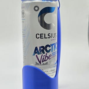 Celsius or Alani Skinny Blue Can Holder w Handle 12 ounces 3D Printed Stylish Drinkware Includes Free Gift Lid with Unique Wire