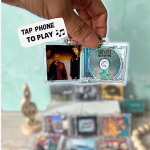 Mini porte-clés CD NFC • Appuyez pour écouter de la musique • Album ou photo personnalisé • Cadeau Spotify