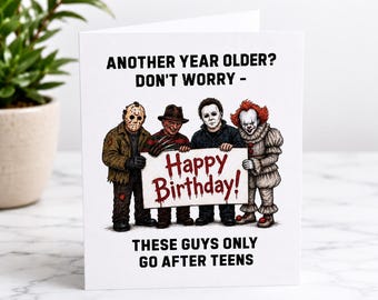Funny Horror Birthday Card, Dark Humor Birthday Card, Slasher Birthday Card, Creepy Birthday Card, Horror Fan Greeting Card