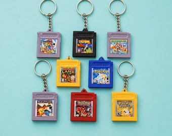 Game Boy Cartridge Keychain, Retro Gamer Gift, Mini Video Game Keyring, 90s Nostalgia, Custom Game Cartridge Charm