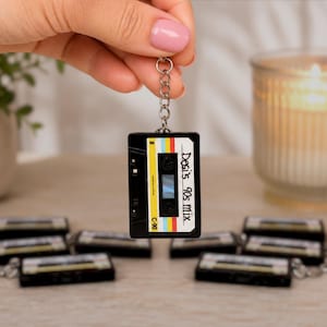 Custom Mini Cassette Tape Keychain • NFC Playlist Link • Personalized Mixtape • 80s 90s Retro Gift • Music Lovers