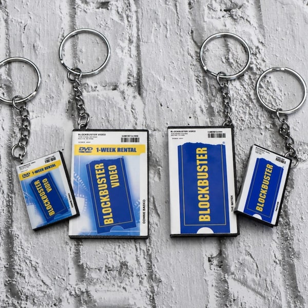 Custom Blockbuster Keychain • Mini VHS or DVD Rental Replica • Personalized Movie & Store Location • Retro Video Store Nostalgia Gift