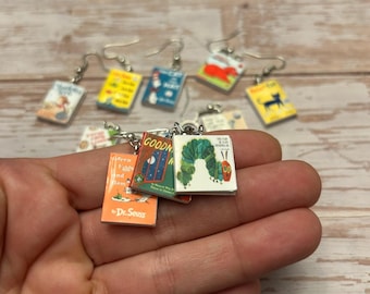 Mini Book Dangle Earrings | Teacher Gift | Storybook Jewelry | Librarian Earrings | Book Lover Gift | Cute Reading Earrings