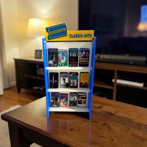 Blockbuster Mini VHS Shelf + Choose 3–12 Mini VHS Tapes | Retro Movie Display | Tiny Video Store Decor | Movie Room Collectible