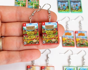 Video Game Dangle Earrings | Mini Game Case Earrings | Gamer Gift for Her | Custom or Preset Game Earrings | Stainless Steel