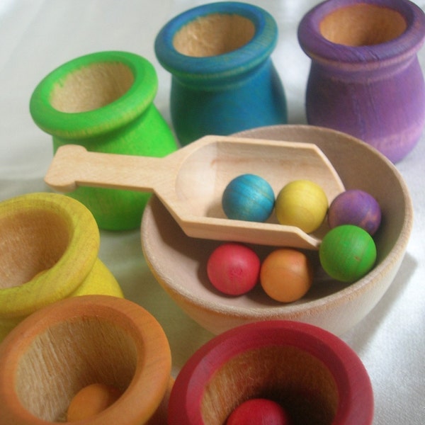Rainbow Matching and Sorting Game - Ball, Scoop and Cups Play Set