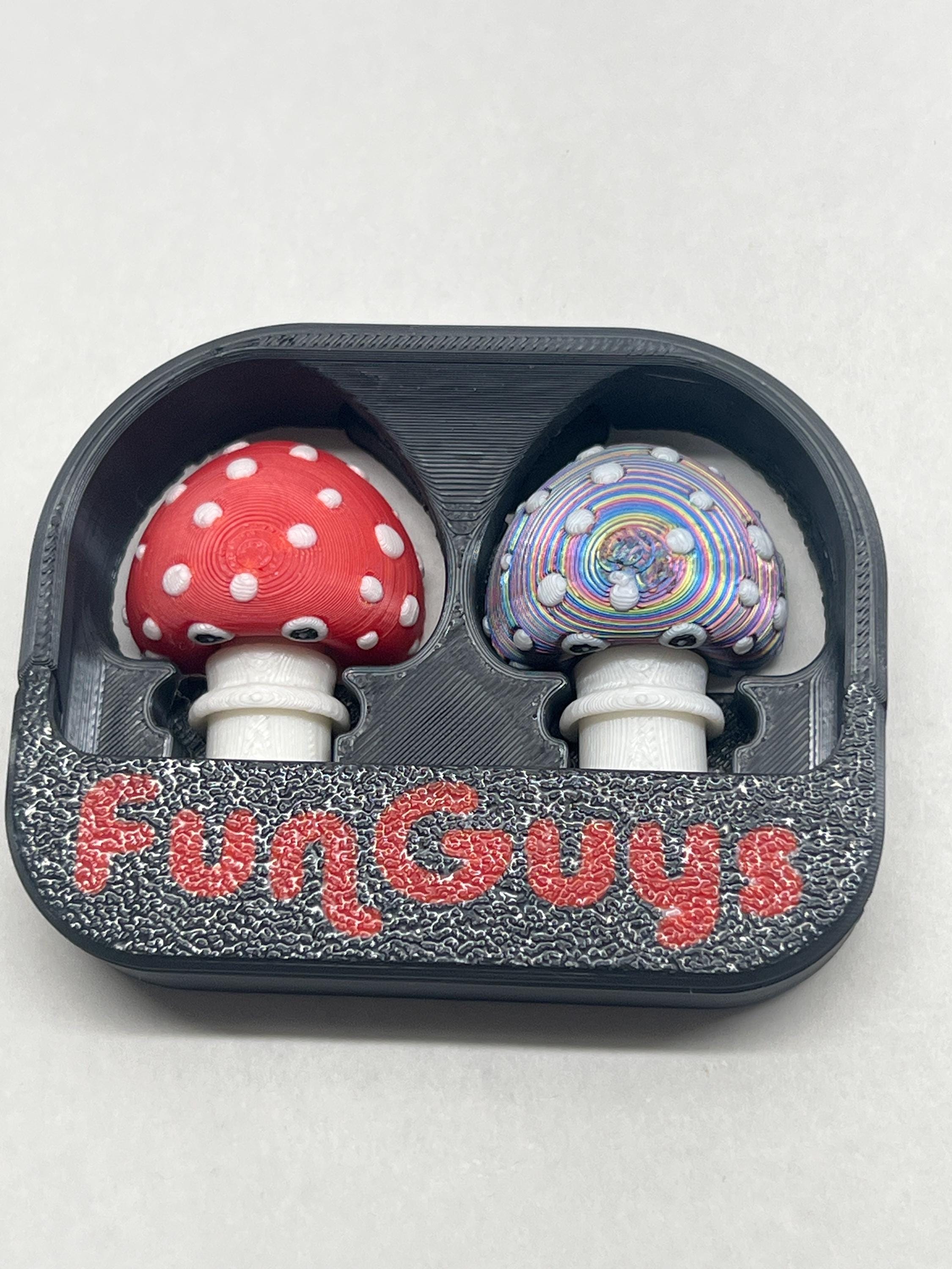 Articulated "Fun Guys" Fidget Mushrooms - Hypnotic Spiral & Bug Eyes