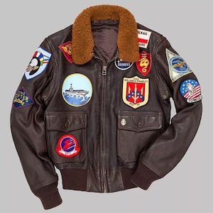 Men&#39;s Maverick Jacket T-G Cruise Pilot Flight Bomber Real Leather Jacket-Pete Maverick Tom Cruise Leather Jacket With Embroidery Patches