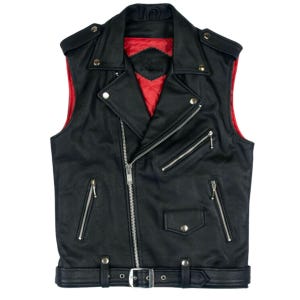 Black Leather Biker Vest For Men | Custom Size Black vest for Men | Personalized Gift for Him | Motorcycle Leather Vest
