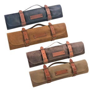 Leather Knife Roll for Chef, Monogrammed Customized Knife Storage Roll, Gift for Chef, Tool Roll, Personalized knife Kit Roll