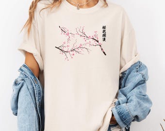 Cherry Blossom T-Shirt, Japanese Floral Design, Comfort Colors Tee