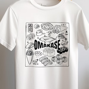 Omakase T-shirt, gift for Sushi lover - Unisex Tee, Japanese Food Shirt, Restaurant Apparel, Foodie Gift, Unique Graphic Tee