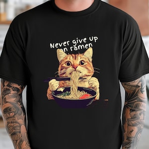 Noodle Cat Shirt/Sweatshirt, Ramen Cat Shirt, Foodie Lover Shirts, Cat Noodle Shirts, Retro Cat, Cat Lover Gift, Cat Tee, Noodle Lover Gift