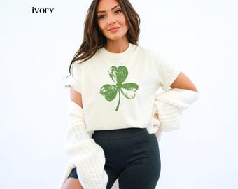 Koszulka z koniczyną koniczyny na dzień św. Patryka Koszulka dla kobiet Zielona koniczyna Symbol na dzień św. Patryka Koszulka Retro Koniczyna Komfortowe kolory