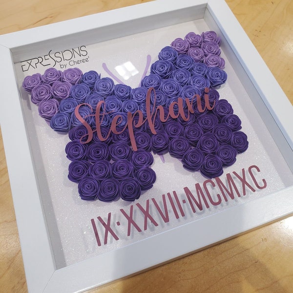 Ombre Butterfly Shadow Box Etsy