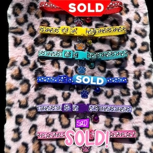 Pet or Human Collar Colorful Adjustable Leopard Print w Bell or Pendant