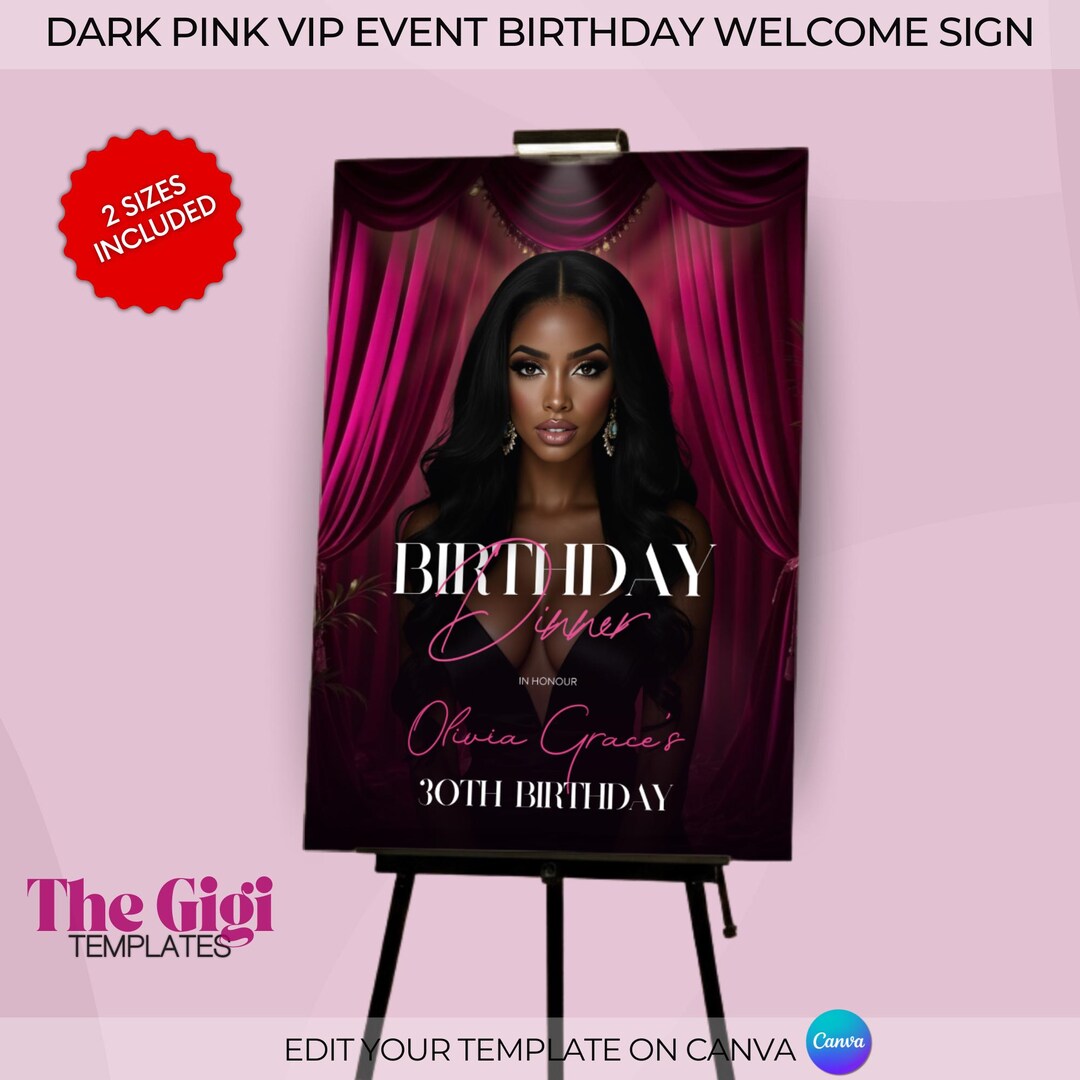VIP Pink Red Carpet Themed Birthday Party Welcome Sign, Hollywood Event ...