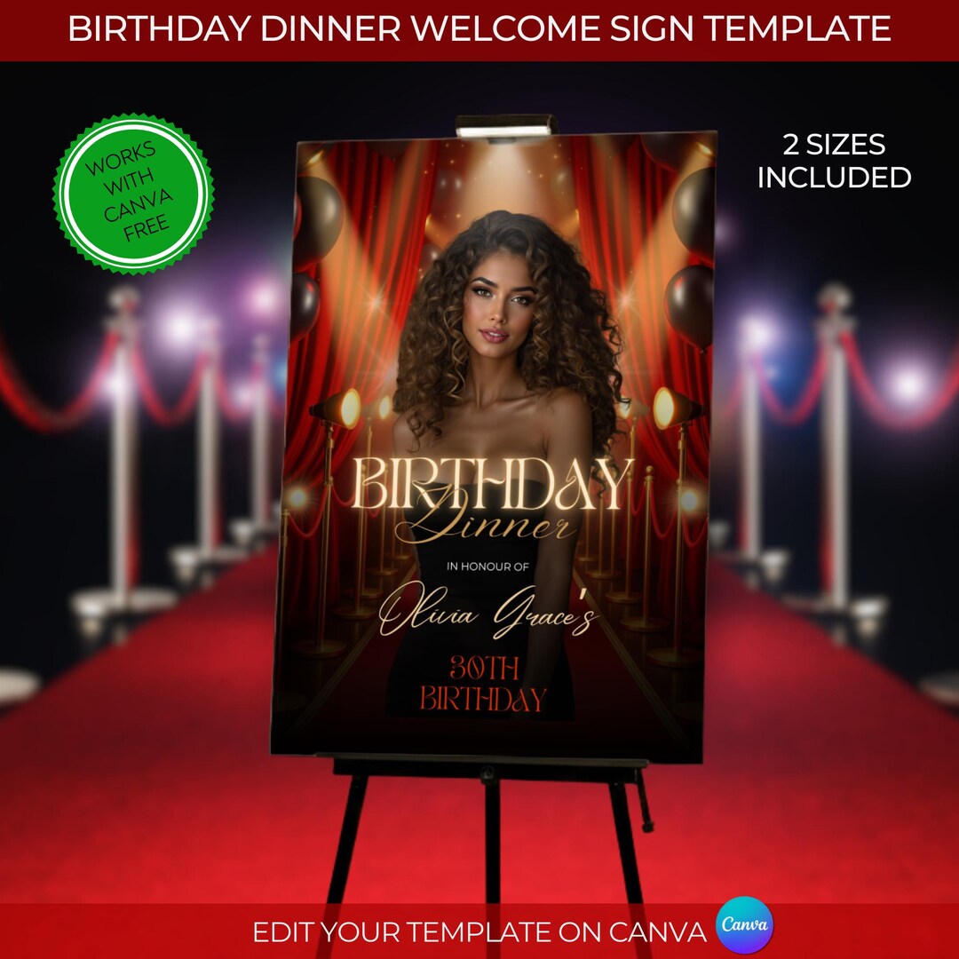 Vip Birthday Sign VIP Red Carpet Themed Birthday Party Welcome Sign, Hollywood Birthday ...