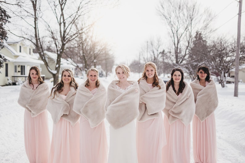 champagne faux fur wrap